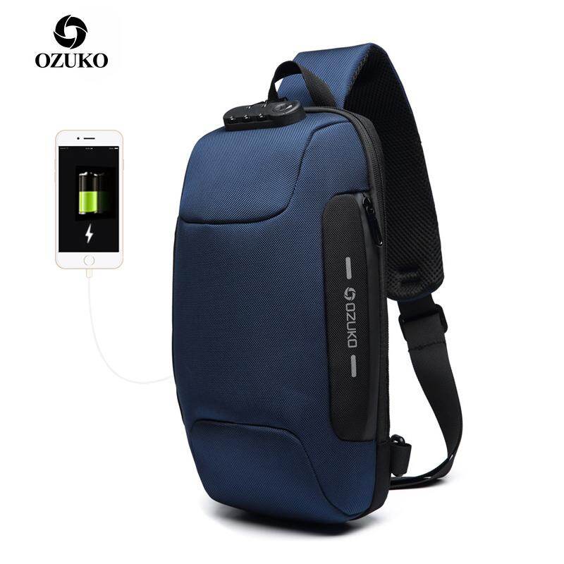 OZUKO Túi đeo chéo khóa TSA chống trộm mới túi đeo vai du lịch đa năng túi đeo chéo chống nước sạc USB