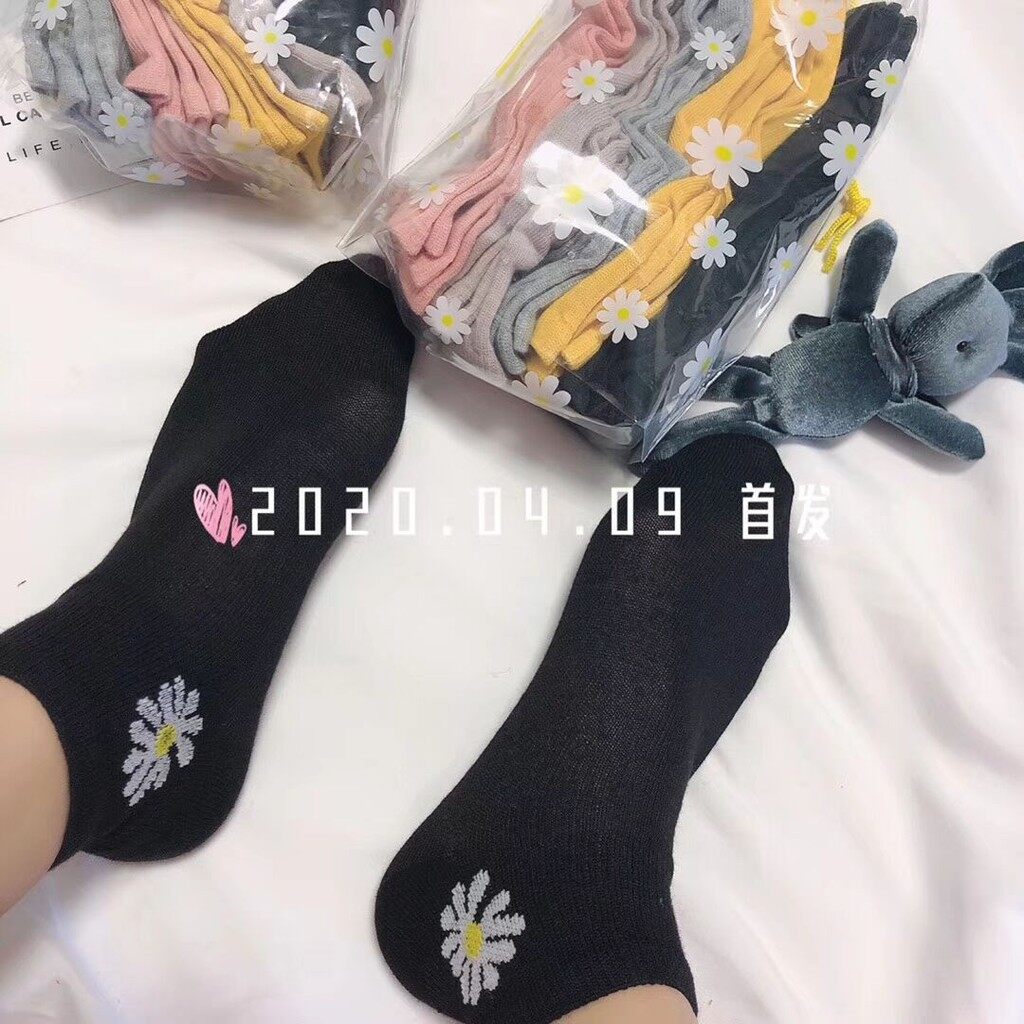 Set 10 đôi tất hoa cúc hot trend kèm túi rút xịn sò