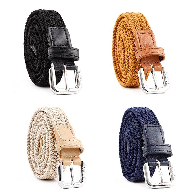 Thắt lưng trẻ em dệt vải bố thời trang dây thắt lưng khóa kim loại co giãn thắt lưng quần jean dễ phối đồ