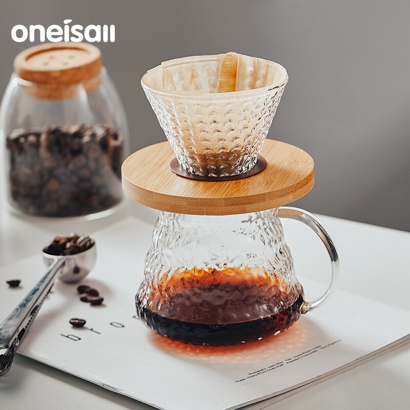 Oneisall bộ bình chia tách cà phê pha bằng tay cốc lọc cà phê bình cà phê thủy tinh gia dụng