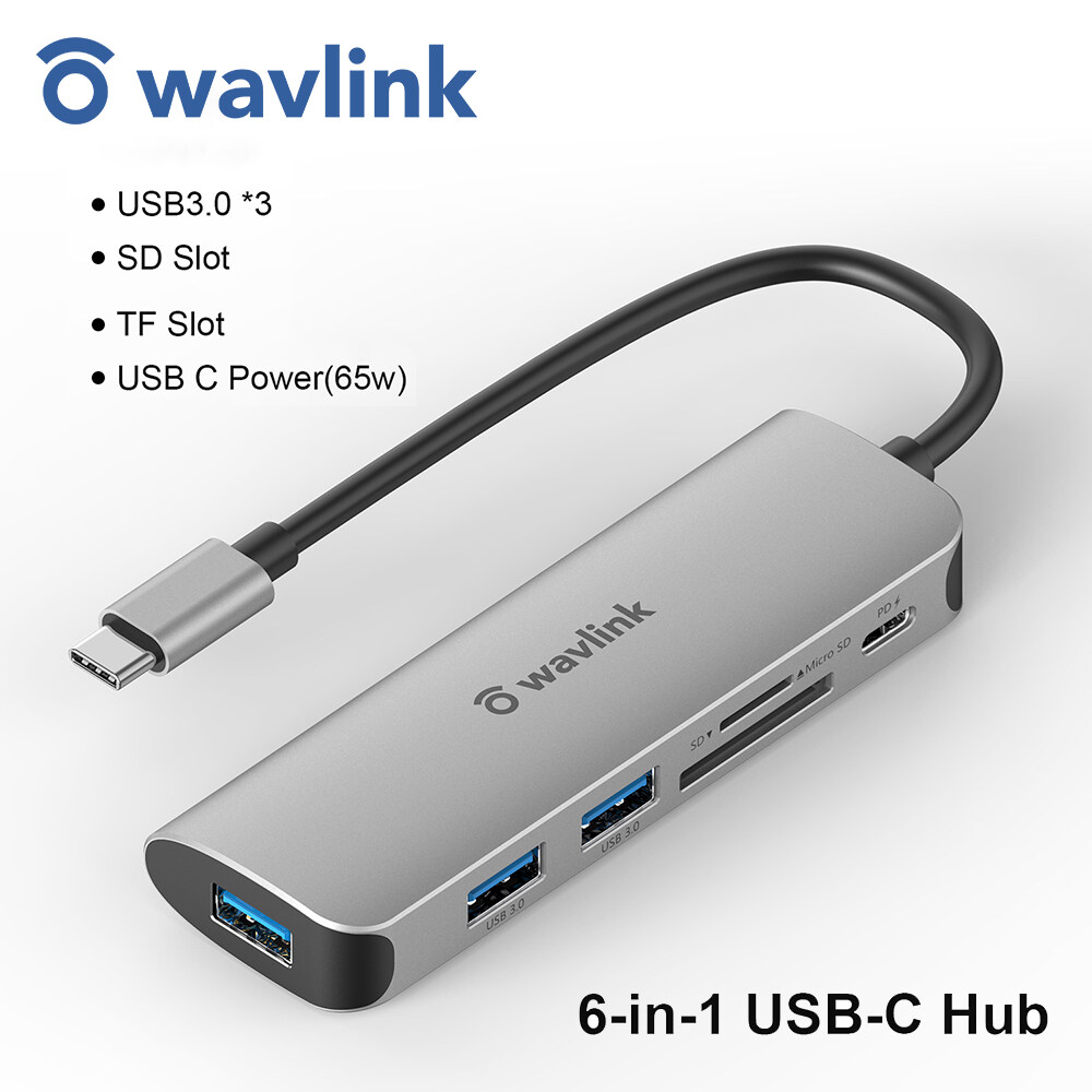 Wavlink USB C HUB(USB 3.0*5 USB C (65W)),ปลั๊กแอนด์เพลย์