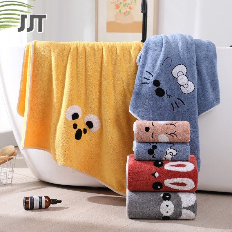 JJT áo choàng tắm Đội khăn Đội khăn Kích thước khăn tắm 35x70 cm.70x140 cm. lông cừu san hô khăn hoạt hình khăn quấn em bé quà tặng cho người lớn lông cừu san hô cái khăn lau khăn tắm khăn tắm mềm Quà lưu niệm đa dạng, màu sắc tươi sá