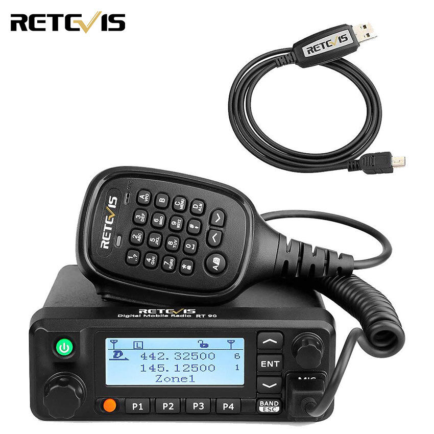 Retevis RT90 Mobile Transceiver DMR 50W Digital Car Radio TDMA Dual Band 3000 Channels with Microphone and Programming Cable (Black) ราคา 12,499 บาท*ส่งฟรี