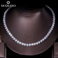 SEQUITO Classic 6mm Round CZ Prom Party Elegant Jewelry for Ladies Fashion Simple Style Tennis Choker Necklace (Free Extended Clasp) SN003