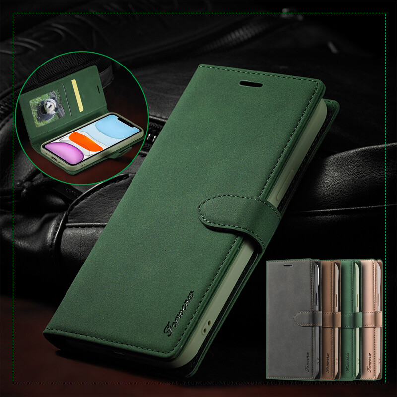 Ốp Da Cho IPhone 14 13 12 Mini 11 Pro X/XS Max XR I8 I7 I6S Plus Se 2020 Ốp Dạng Ví Nam Châm Mờ Cảm Giác Da Có Khe Cắm Thẻ Lật