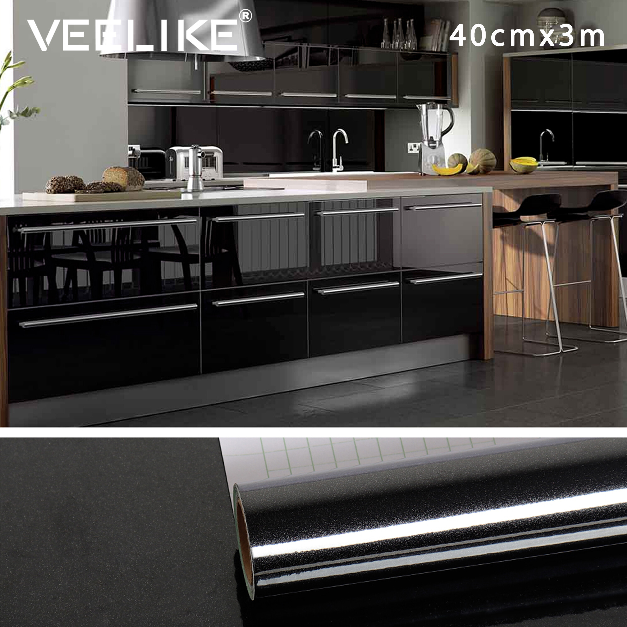 Giấy Dán Tường Veelike Cho Tủ Bếp, Giấy Dán Tường Tự Dính Chống Dầu Chống Nước Làm Mặt Bàn Bếp, Bóc Vỏ Và Dán Vinyl 40Cm × 3M