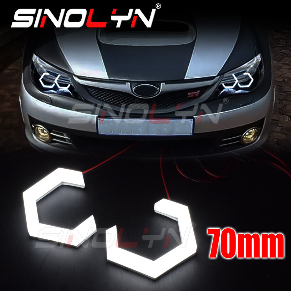 Sinolyn vòng hào quang lục giác 70mm đèn led chạy bộ cotton chỉnh hình mắt thiên thần, xe đèn pha phụ kiện, tự làm trắng