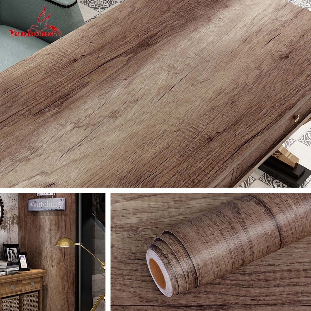 Yenhome Giấy Dán Tường Vân Gỗ Dày 40*200Cm Miếng Dán Cửa Chống Dầu Chống Nước Miếng Dán Tường Tự Dính Đề Can Miếng Dán Trang Trí Mặt Bàn Tủ Miếng Dán Bàn