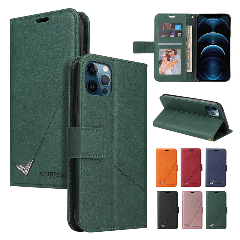Bao Da Cho IPhone 13 12 Mini 11 Pro X/XS Max XR I8 I7 I6/6S Plus Ốp Dạng Ví Có Khe Đựng Thẻ Lật Cổ Điển Thời Trang