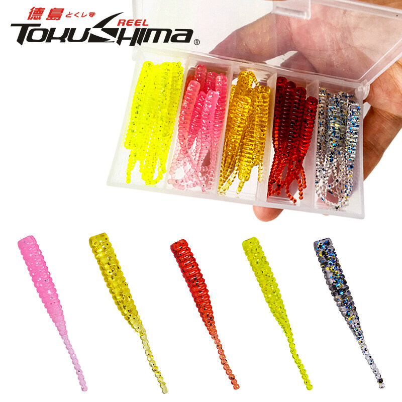 PROBEROS 51PCS Silicone Soft Fishing Lures Set with Box 6cm T Tail Soft Worm  with 3.5g Jigging Head Hook Swimbait Wobbler Set Fishing Kit Accessories  DWS562